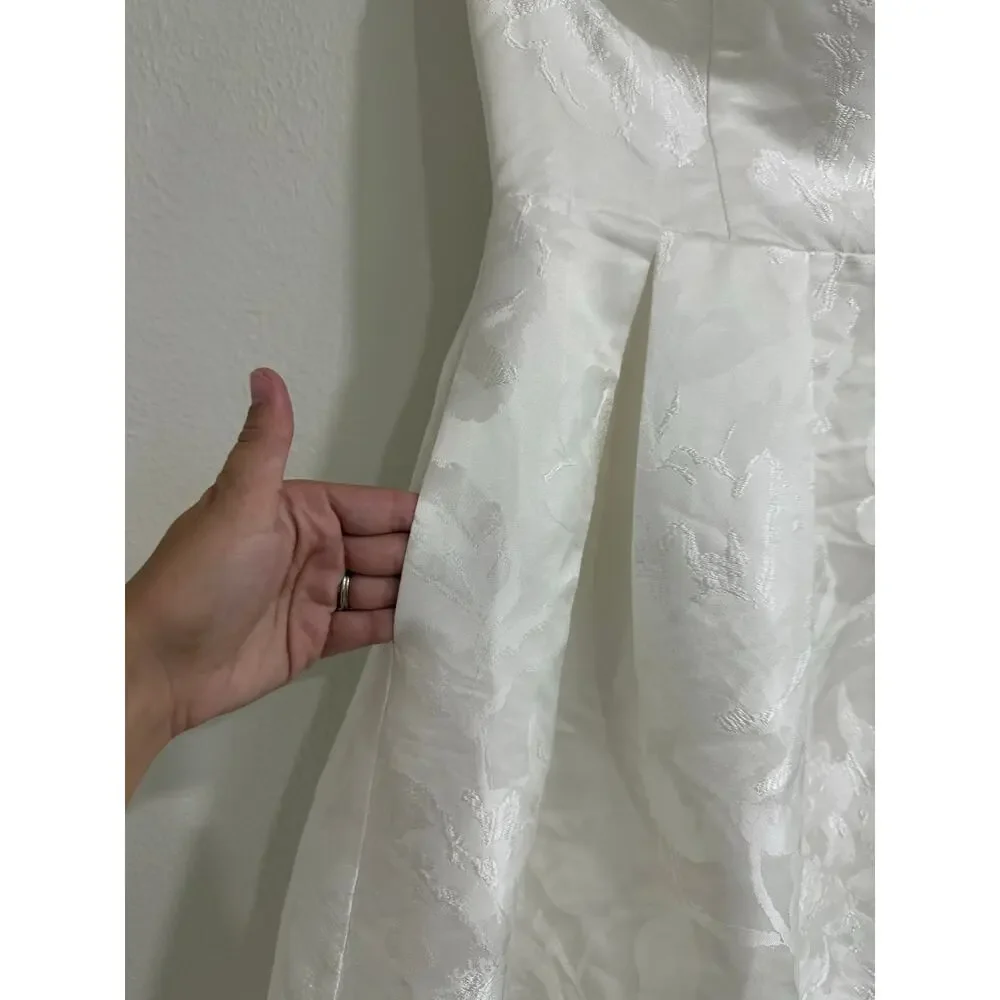 NWT Lulus Laurelin White Jacquard Pleated Strapless Maxi Dress Bridal Medium